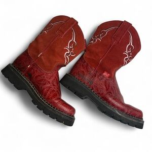 Justin Gypsy Red Mid Calf Pull on Women’s Boots Size 5.5